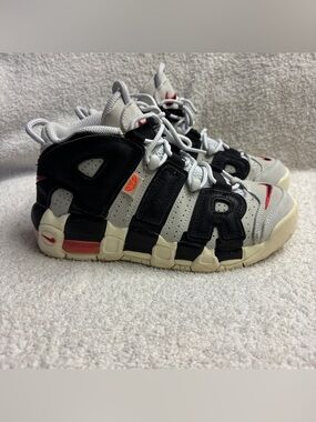 Nike Air More Uptempo GS High Top Leather Sneakers Gray/Black/Red 5Y